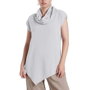 Oh My Gauze! Jenn‎ Blouse 1 S/M cowl neck lagenlook tunic top asymmetrical gray